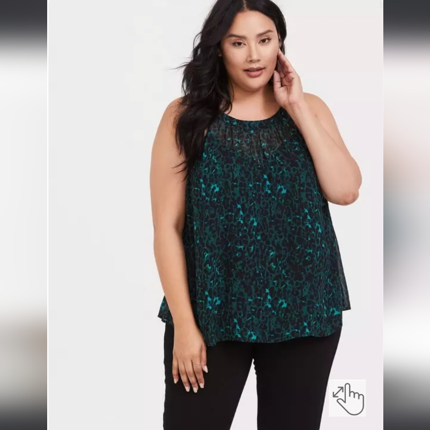 Torrid Green And Black Relaxed Blouse With Flowing Silhouette